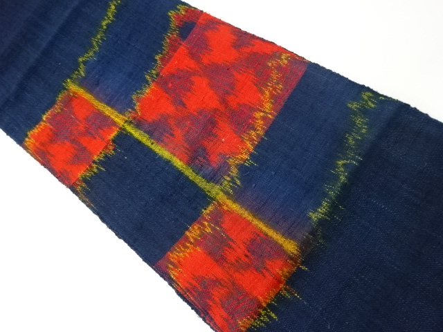 手織り真綿紬変わり市松模様織出し名古屋帯